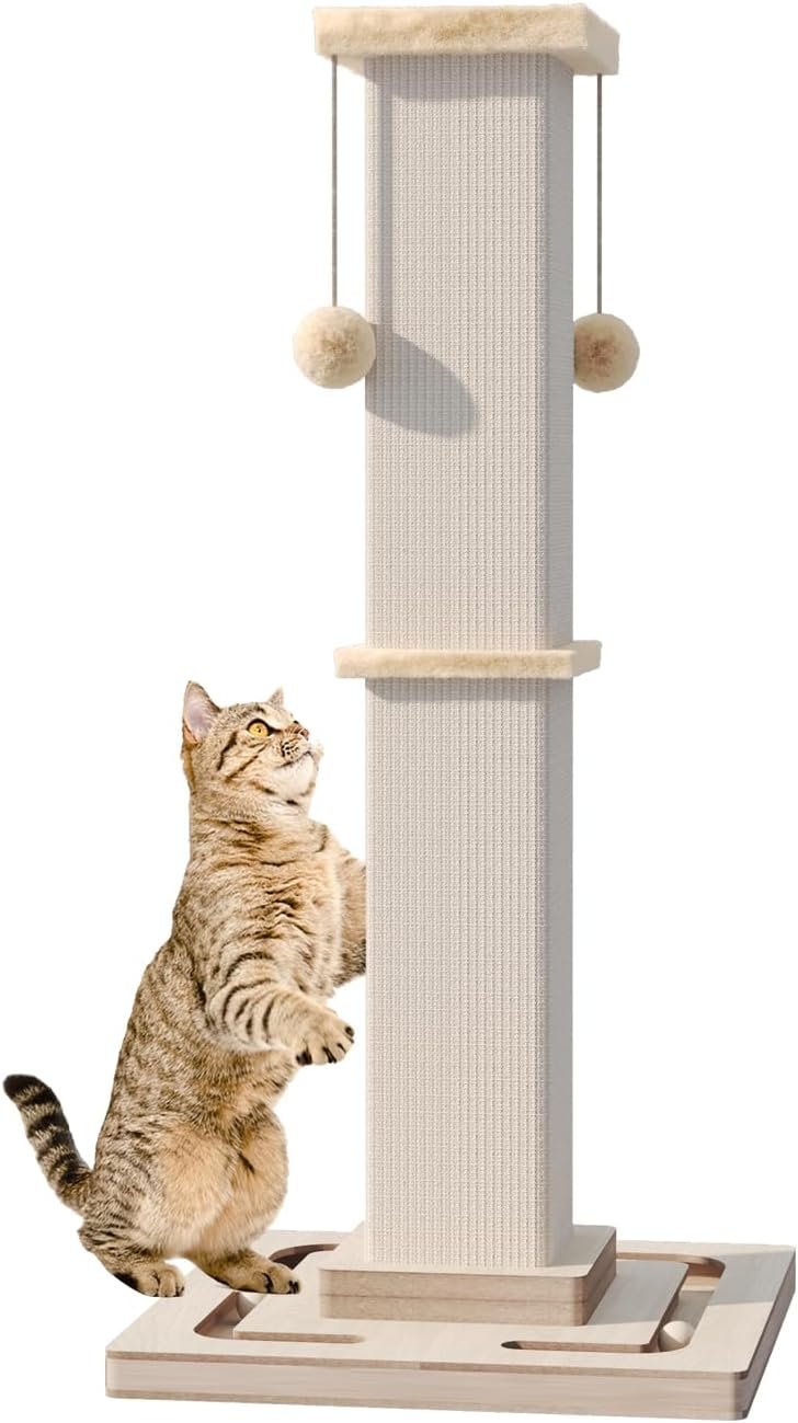 32″ Large Cat Scratching Post with Tracking Interactive Toys for Cats