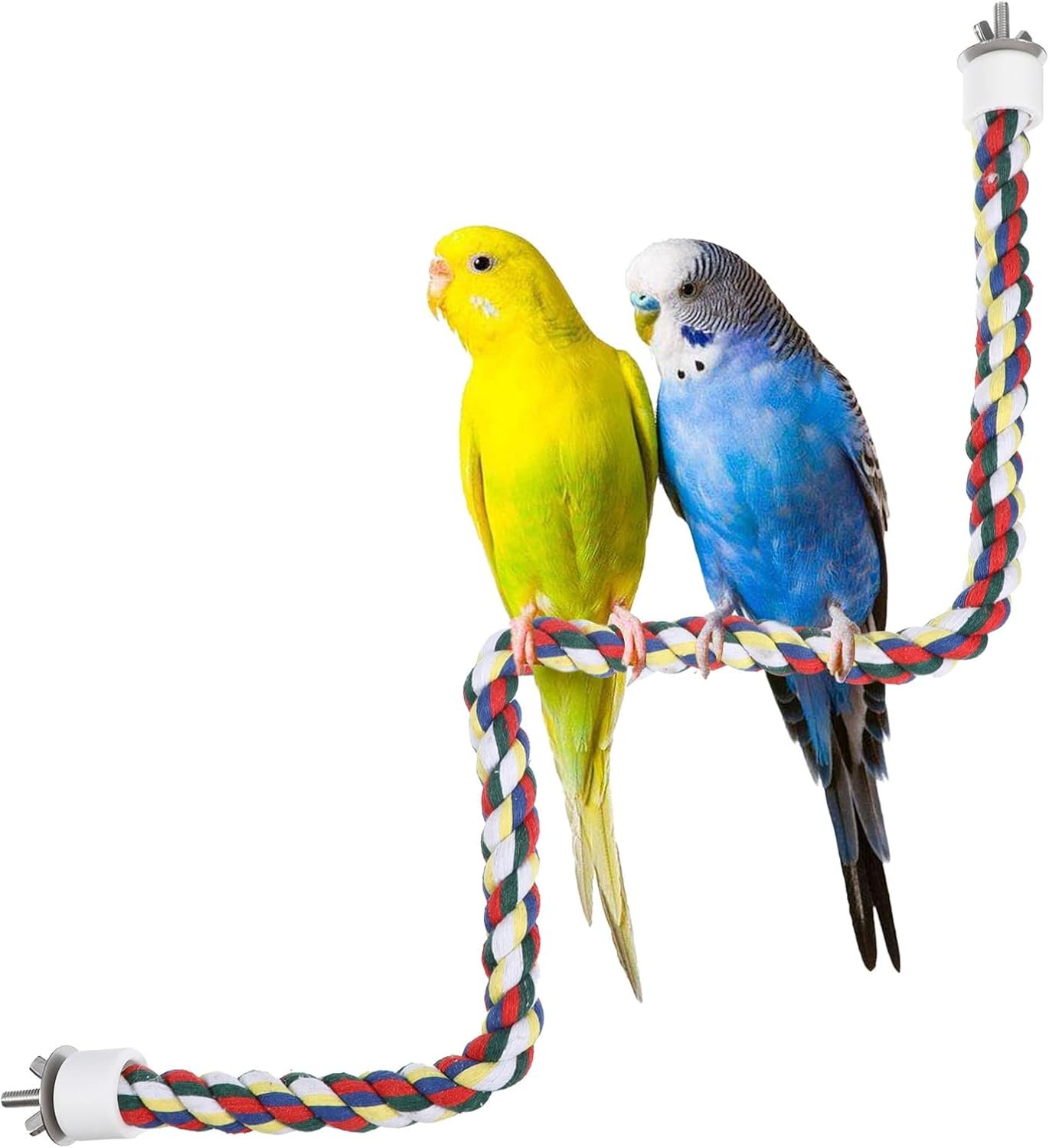 Bird Cotton Rope Perch, Bendable Bungee Climbing Swing for Birds, Colorful Fun Climbing Parakeet Rope Perch Toy for Parrots, Cockatiels, Parakeets, Budgie Cages Comfy Birds