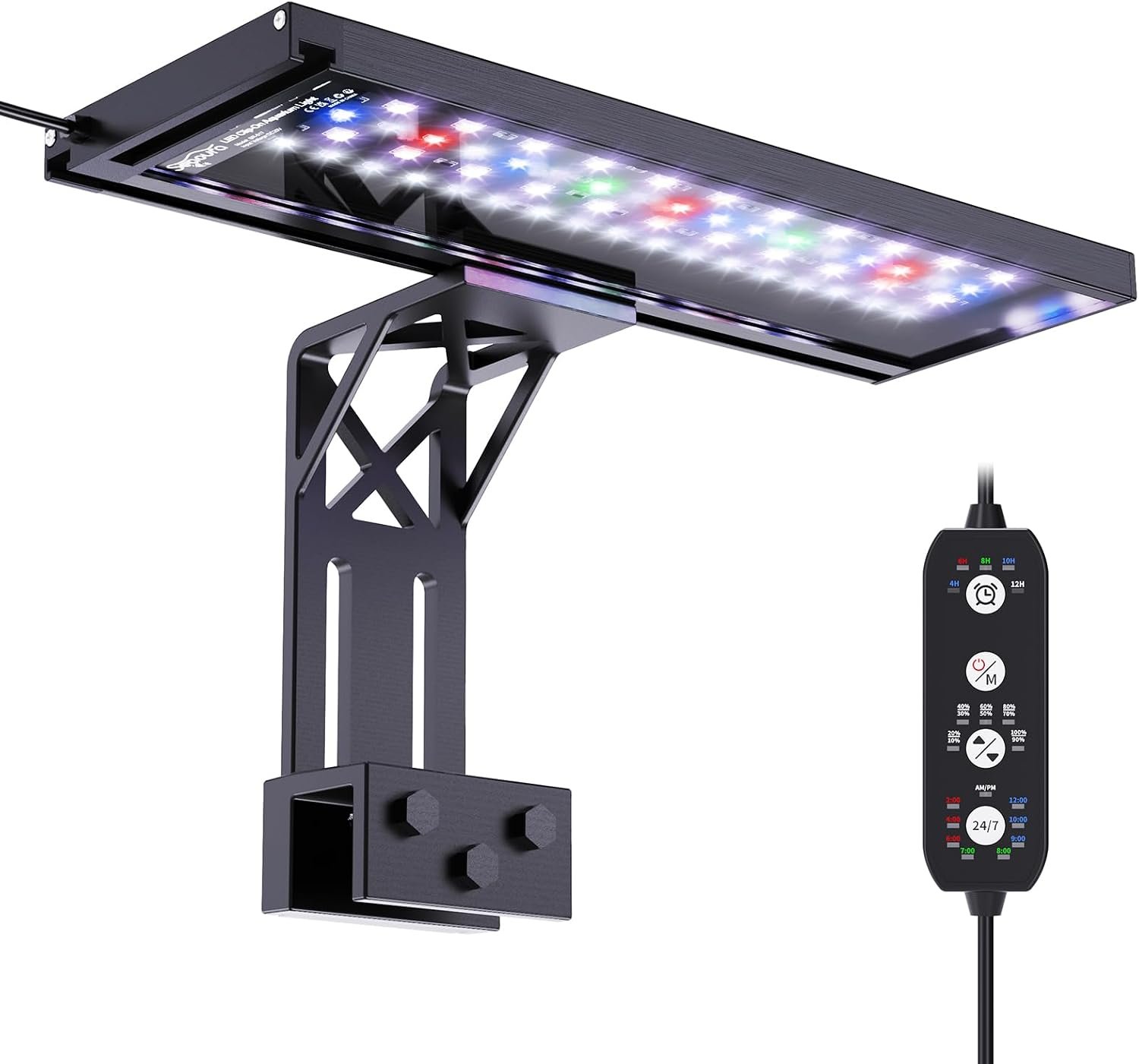 SEAOURA Clip On Aquarium Light for Plants-24/7 Fish Tank Light, 12-20 Inch