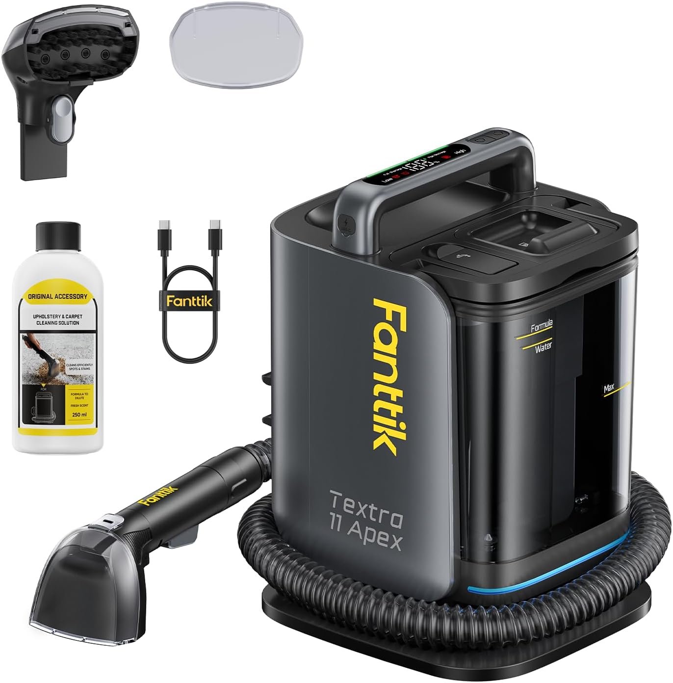 Fanttik Textra 11 Apex Cordless Carpet and Upholstery Cleaner, Self-Cleaning Tool, 150W Brushless Motor, 2 Cleaning Modes, Light-Duty Portable Spot Cleaner for Car, RV Interiors, Sofas, Area Rugs