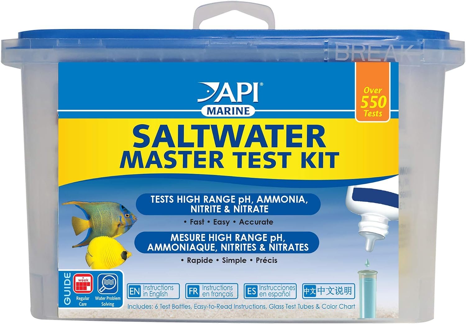 API Saltwater Master Test Kit 550-Test Saltwater Aquarium Water Test Kit