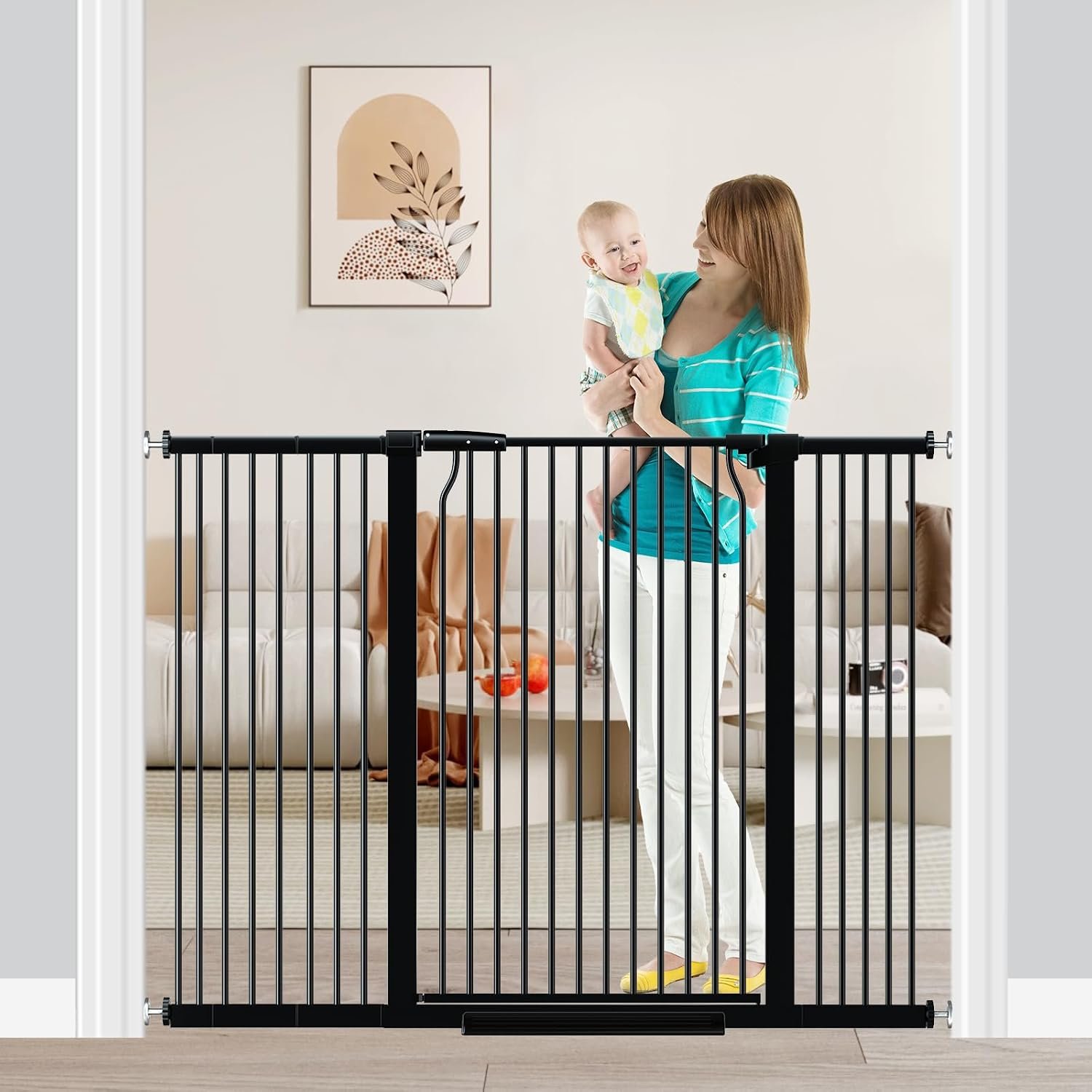 Fairy Baby 40.5″ Extra Tall Baby Gate for Stairs 40.6″-54.7″ Wide Dog Gate