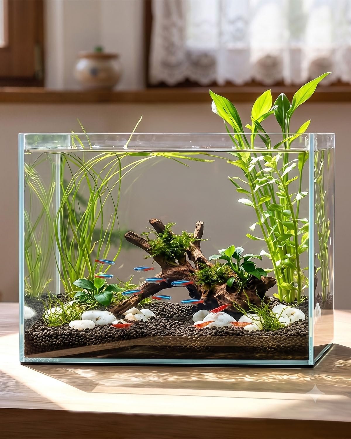 3 Gallon Nano Glass Fish Tank, Ultra-Clear Rimless Aquarium