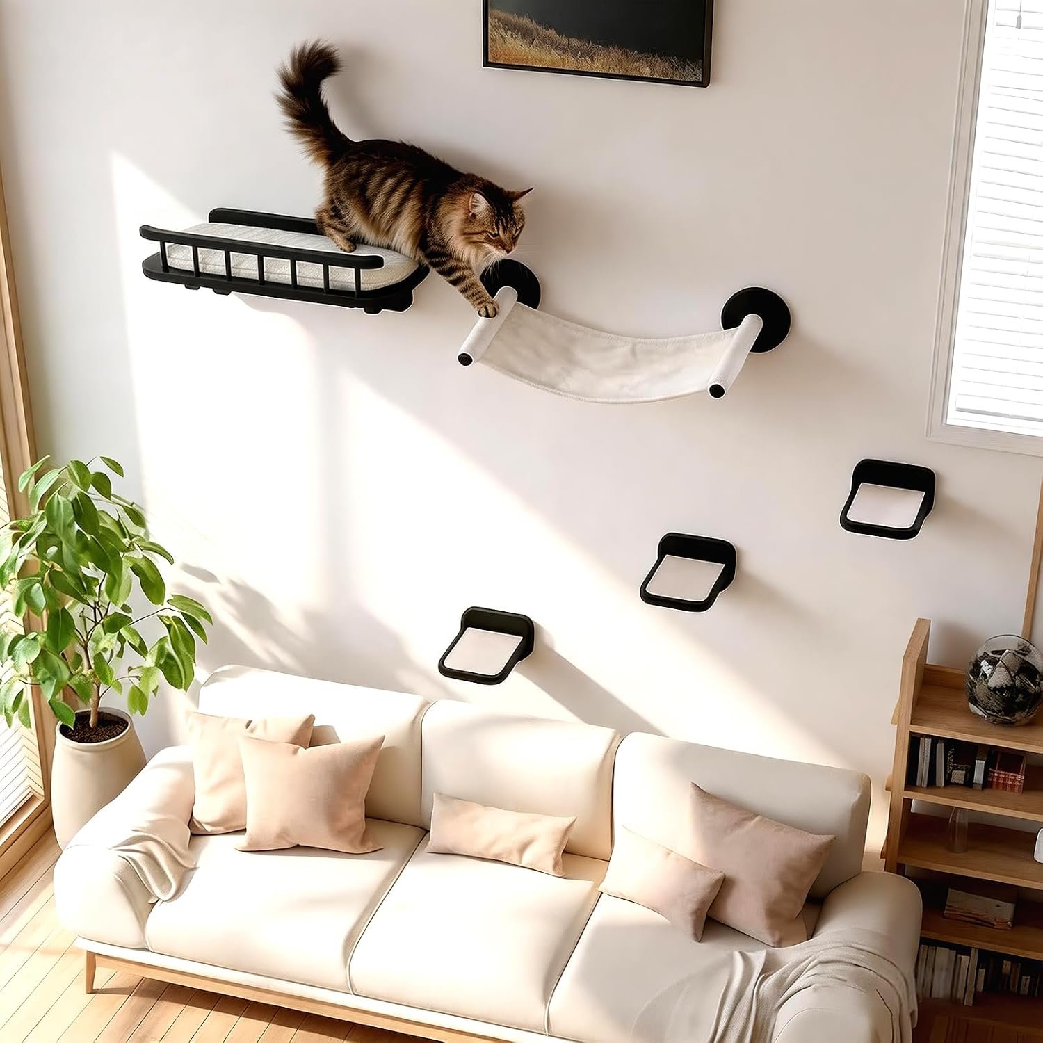 Cat Wall Shelves 5 in 1 Floating Cat Furniture Set, Up to 18lbs