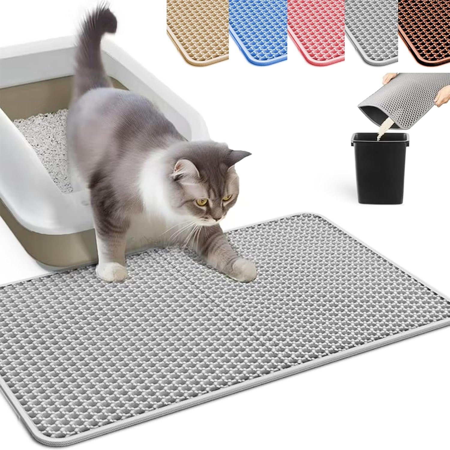 Cat Litter Mat, Honeycomb Double Layer Litter Trapping Mat