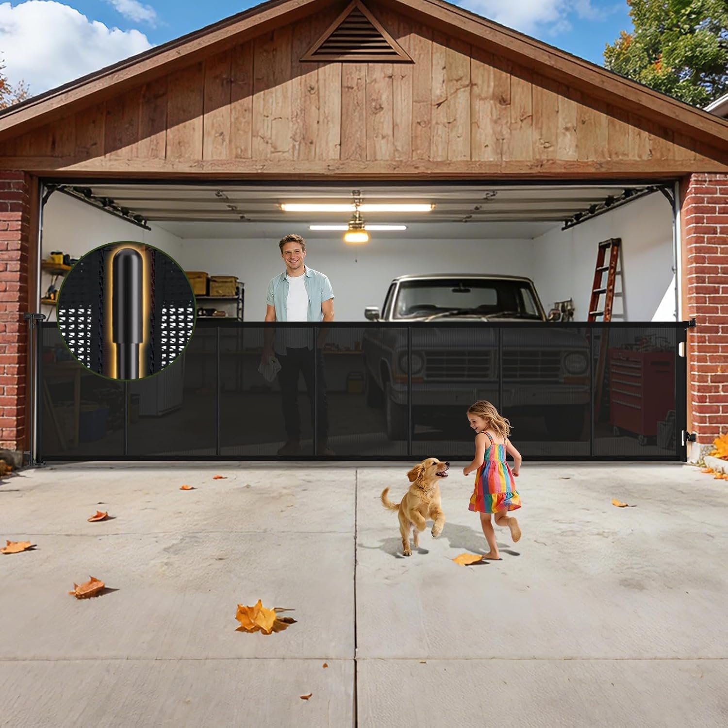 200 Inch Extra Wide Retractable Baby Gates 42″ Tall Retractable Dog Gate