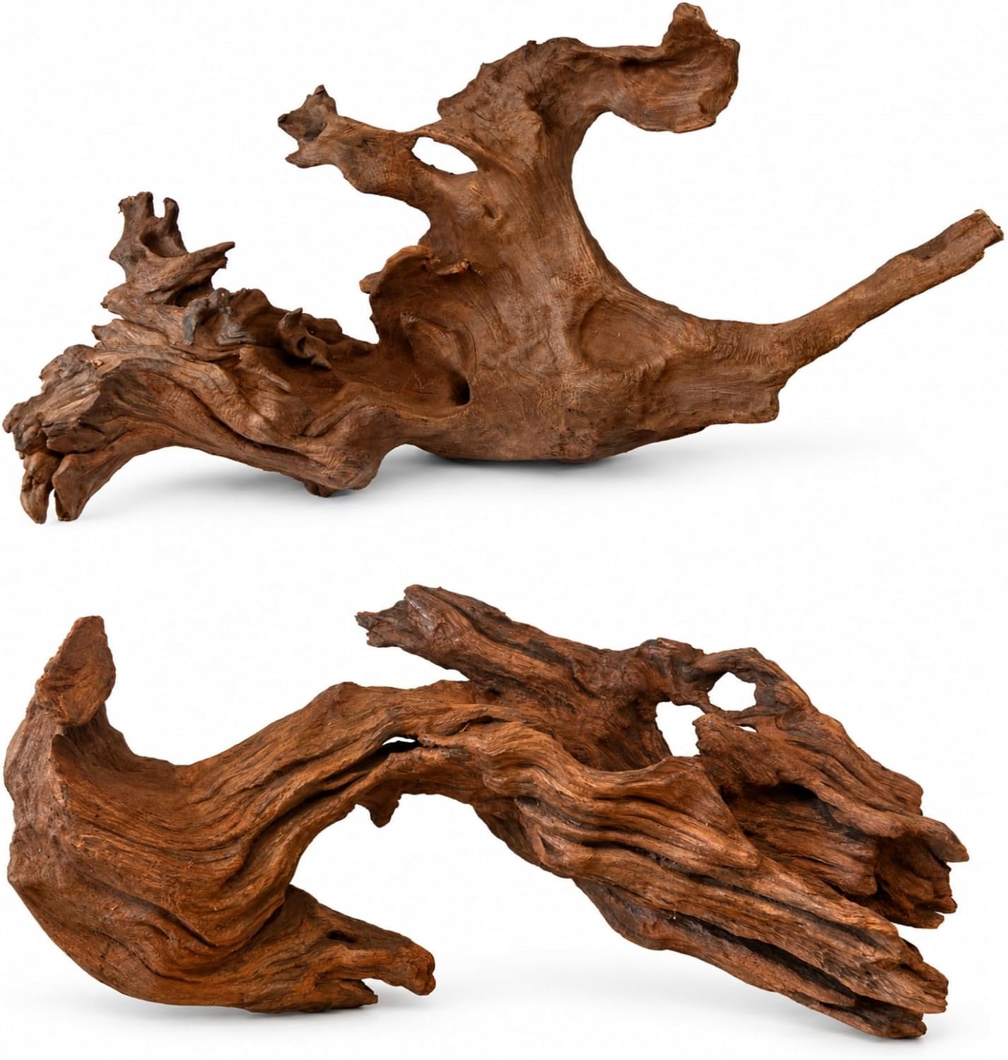 Natural Aquarium Driftwood, 12 to 15 Inch Pieces, 2 Pack, Fish Tank Decor and Aquascaping Wood for Freshwater Aquariums, Reptile Terrarium and Air Plant Display
