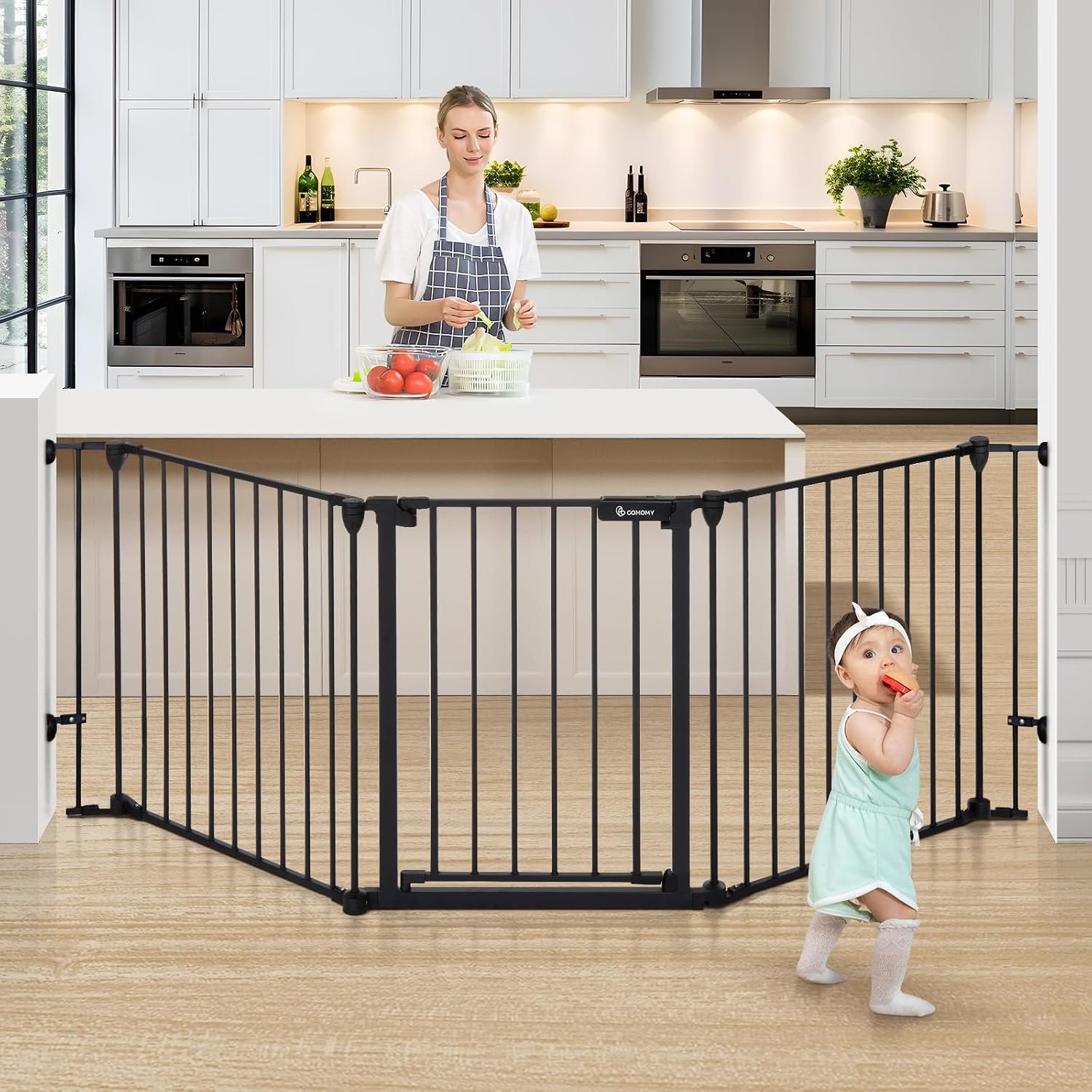 COMOMY 80″ Extra Wide Baby Gate, Dog Gate for House Stairs Doorways