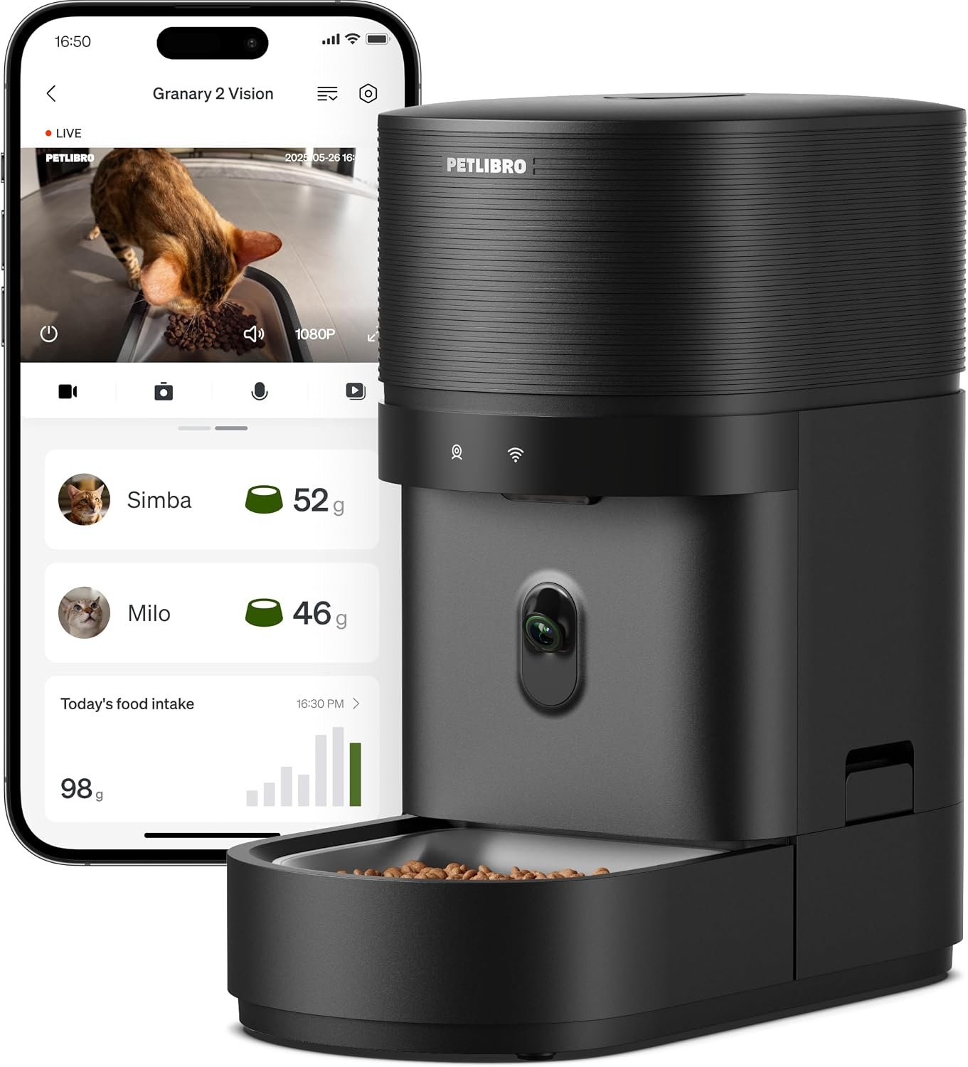 PETLIBRO Automatic Cat Feeder with Camera, Scale AI Smart Food Intake Track