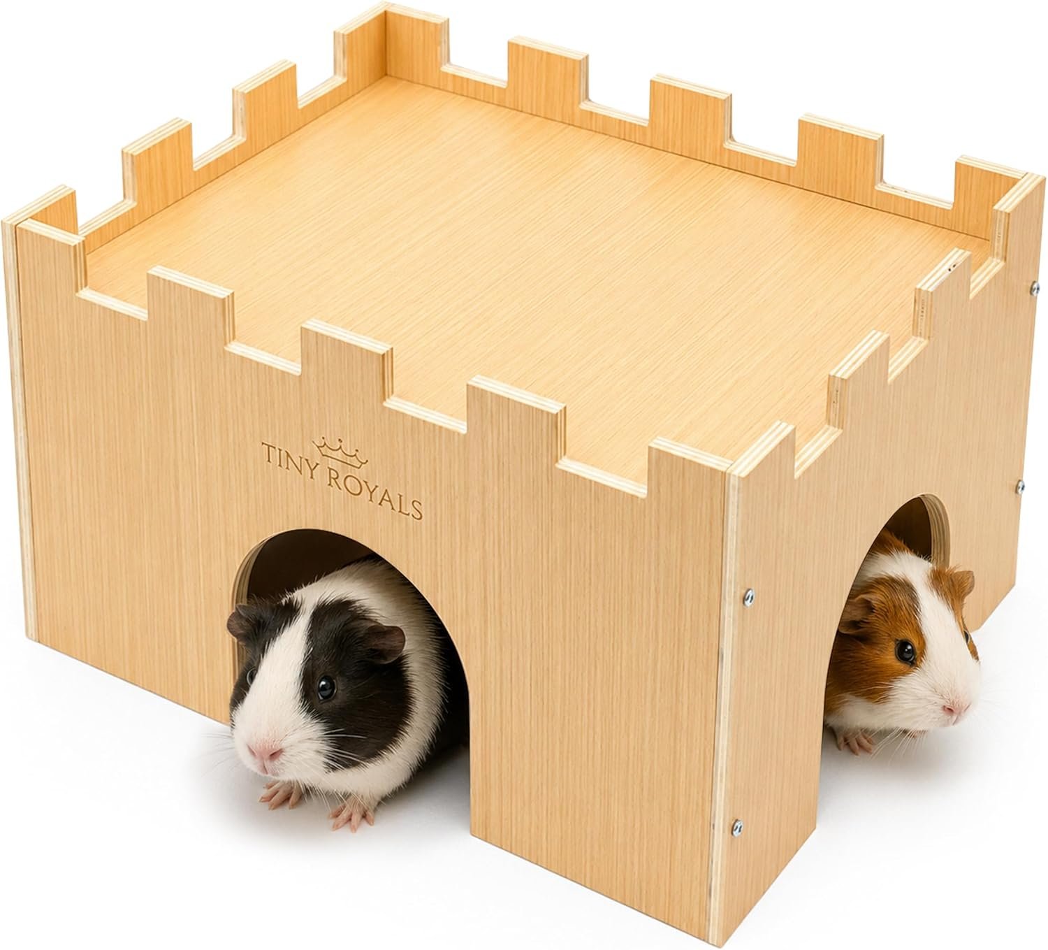 Guinea Pig Castle, Sturdy Wooden Guinea Pig Hideout, Cage Accessories, Wooden Chew Resistant House for Small Animals, Hamsters, Rats, Chinchillas, Playing, Hiding, Exercising