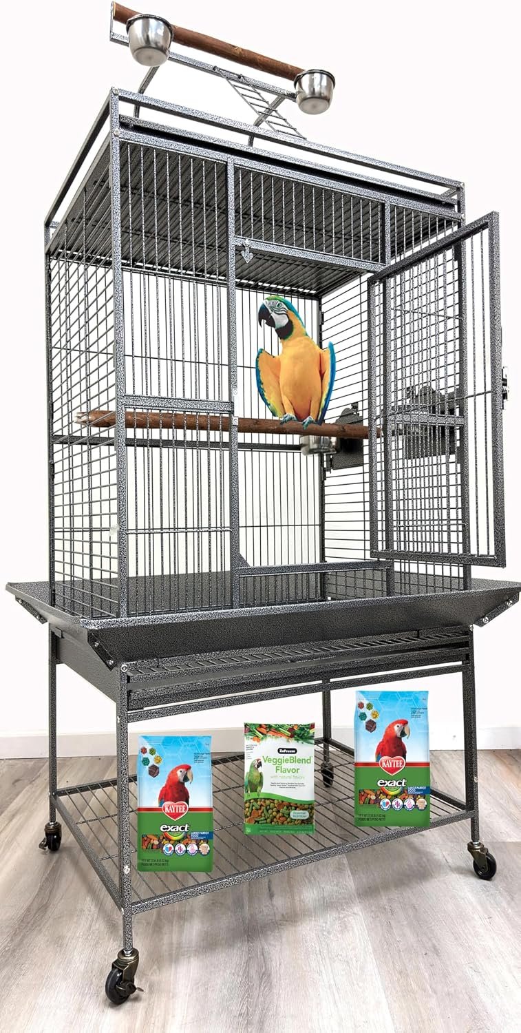 X-Large Sturdy Wrought Iron Bird Parrot Rolling Metal Cage