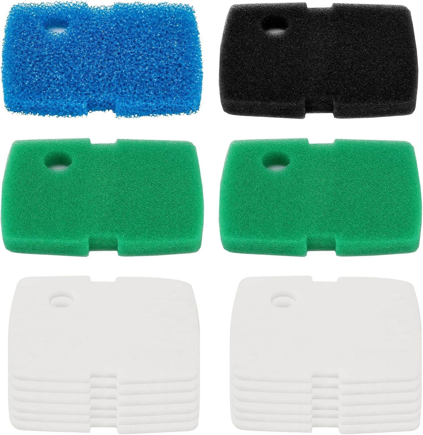 Replacement Canister Filter Pads Replacement for Cascade 700/1000 CCF2UL/CCF3UL Generic Aquarium Floss Media, 4 pcs of sponge bio filter pads (1xCoarse, 2xMedium, 1xFine), 12 pcs of white floss pads