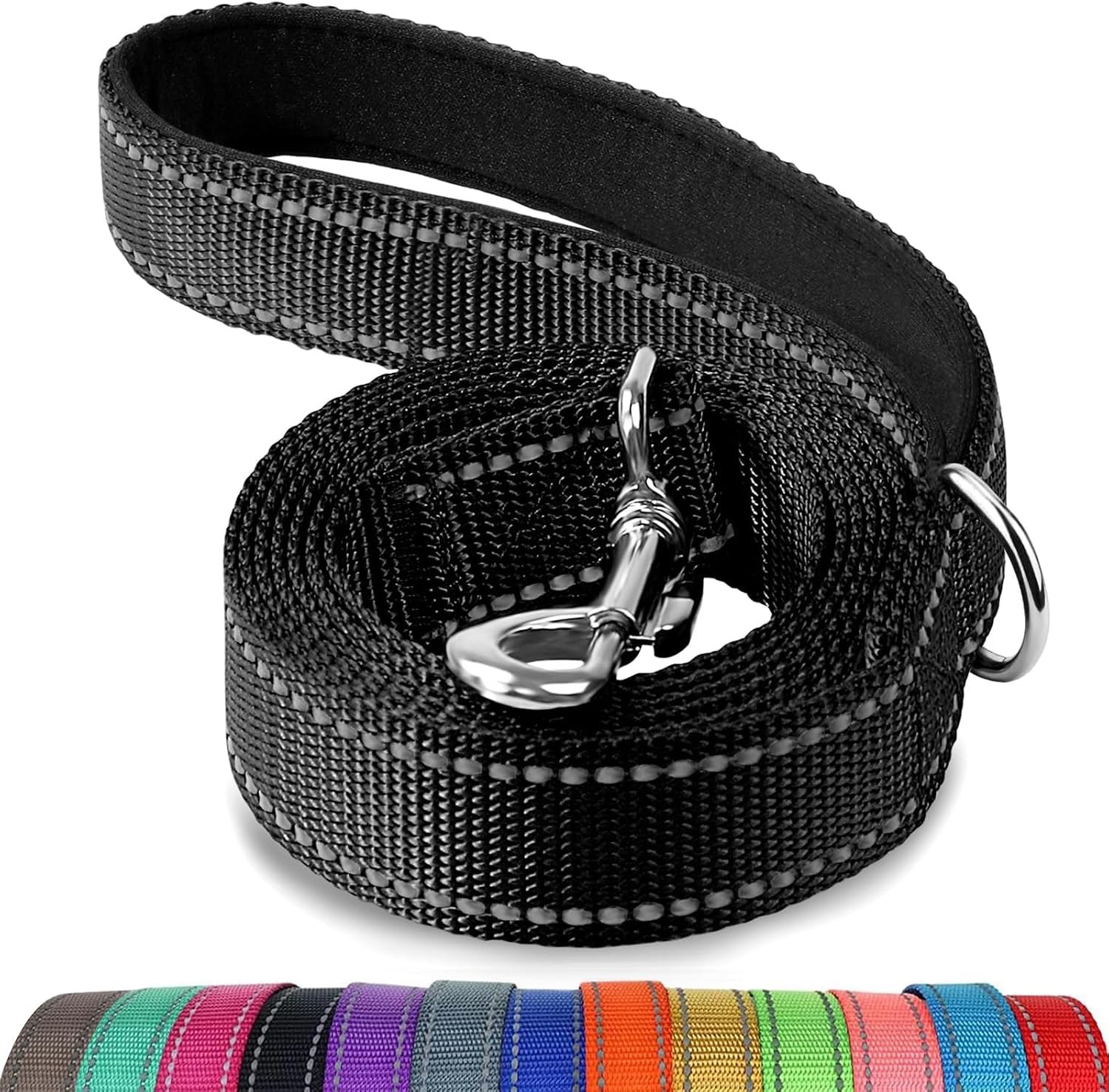 Joytale Reflective Dog Leash for Medium & Large Dogs, 6 FT x 1″, Black