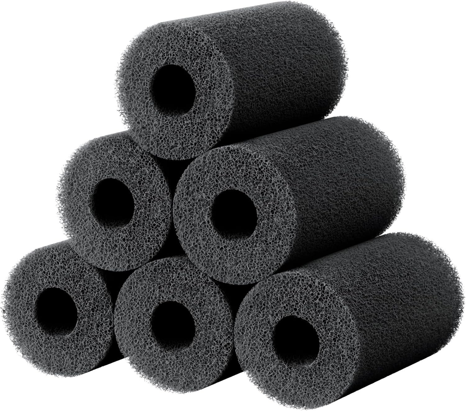 Pawfly 6 Pack Pre-Filter Sponge, Aquarium Filter Sponge 0.8″ Intake Sponge Foam Roll for Small Fish Shrimp Fry Fish Tank Covers Accessories