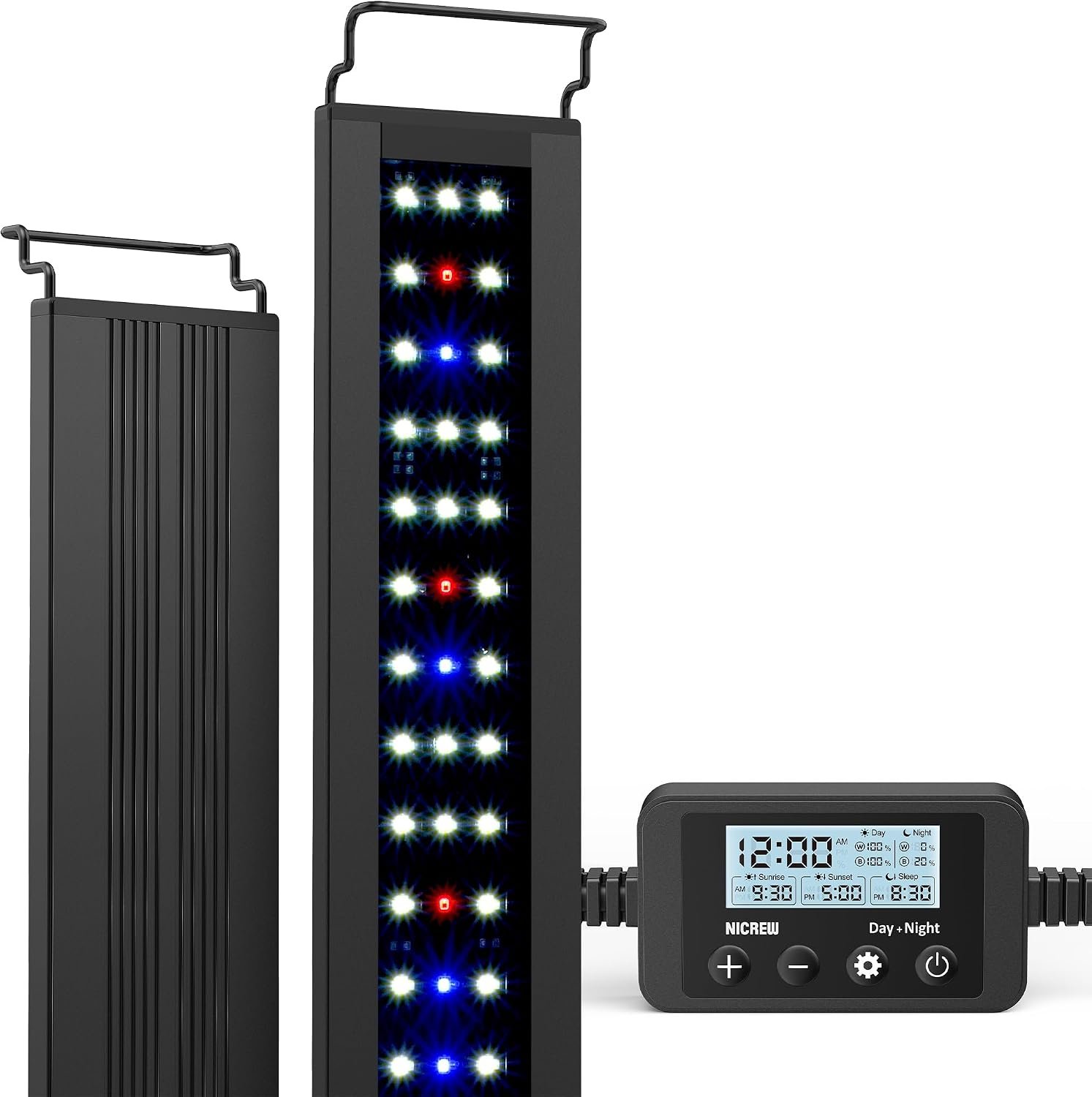 NICREW C10 Plant Aquarium Light, 12-18 in, 9W, Full Spectrum with Timer