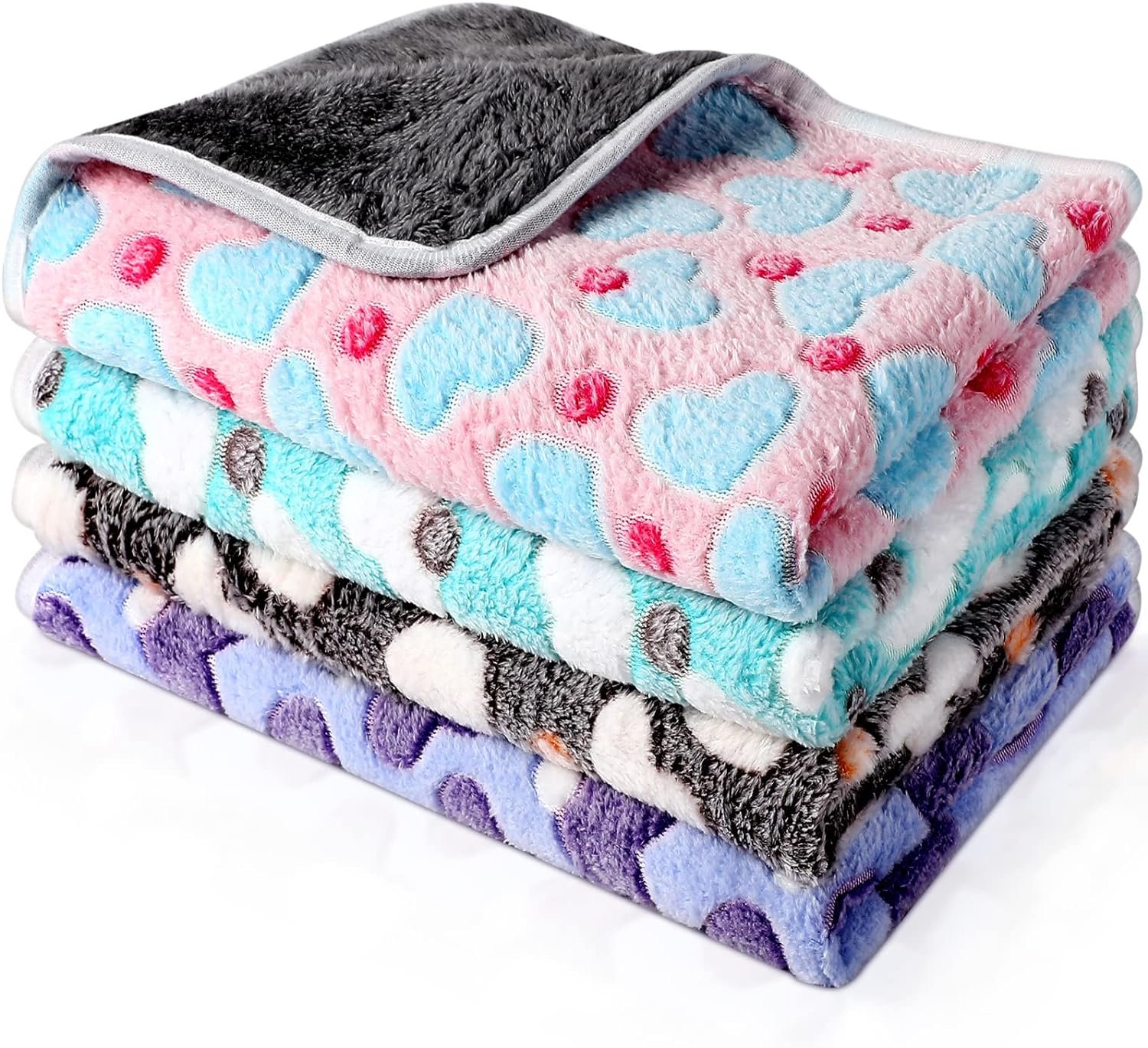 Reginary 4 Pcs Guinea Pig Fleece Cage Liners, Heart Pattern, 12 x 12 Inch