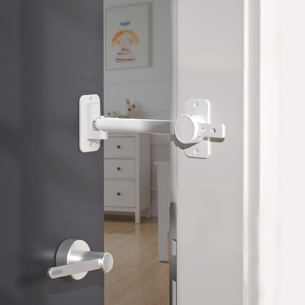 SAFELON 1Pcs Baby Safety Door Finger Pinch Guard, Door Lock & Door Stopper for Kids & Pets, Convenient Cats Entry, Adjustable Door Latch for Dogs No More Pet Gates