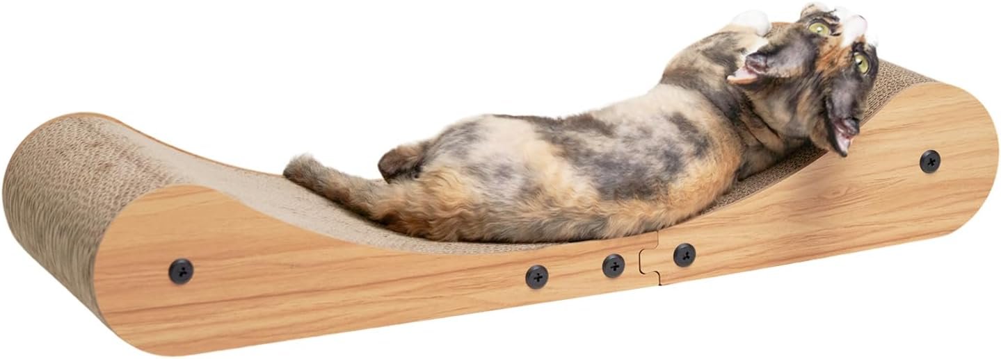 Nekosan Cat Scratcher Cardboard Bed, 27.5″ Extra Large Cat Scratch Sofa Bed, Cat Scratcher Lounge Bed for Indoor Cats, 27.5 x 10 Inches Cat Couch Bed – Scratching Board