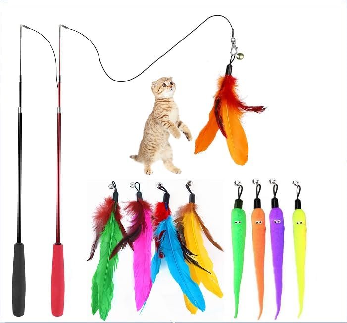 Interactive Cat Toys – Retractable Wand Toy for Indoor Cats