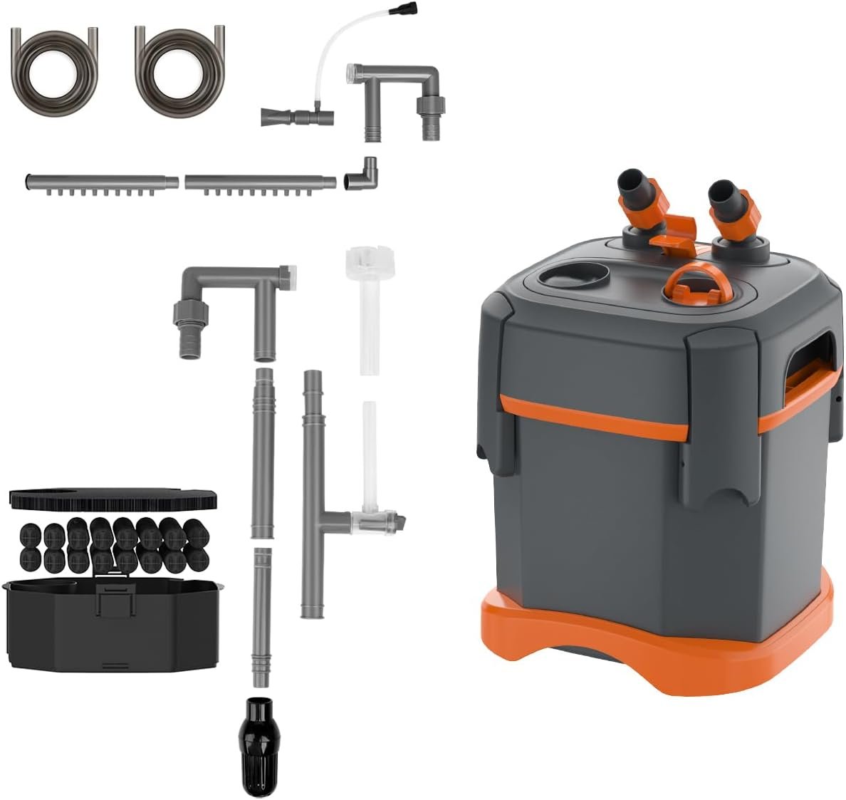 External Canister Filter, Ultra‑Quiet Aquarium Water Circulation Filter with Complete Filter Media Kit, Freshwater & Saltwater Fish Tank Filter for 10‑20 Gallon Aquariums （CY‑610）