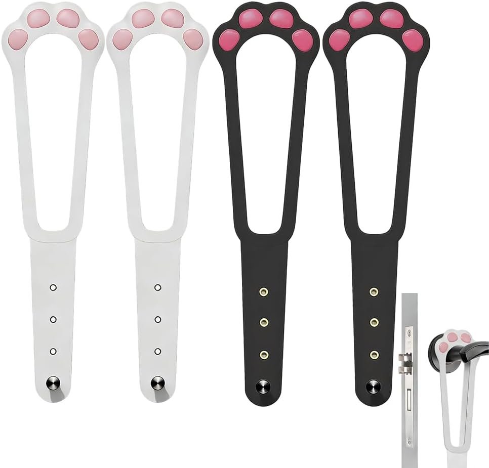 4 Pack Cat Door Latch,Strap 1.2-4″ Wide,4 Sizes Adjustable Door Latch Lock Strap,Pet Door Latch for Cats,Door Holder to Keep Door Open,Door Prop for Cats,Latch for Door,Door Strap,No-Drill