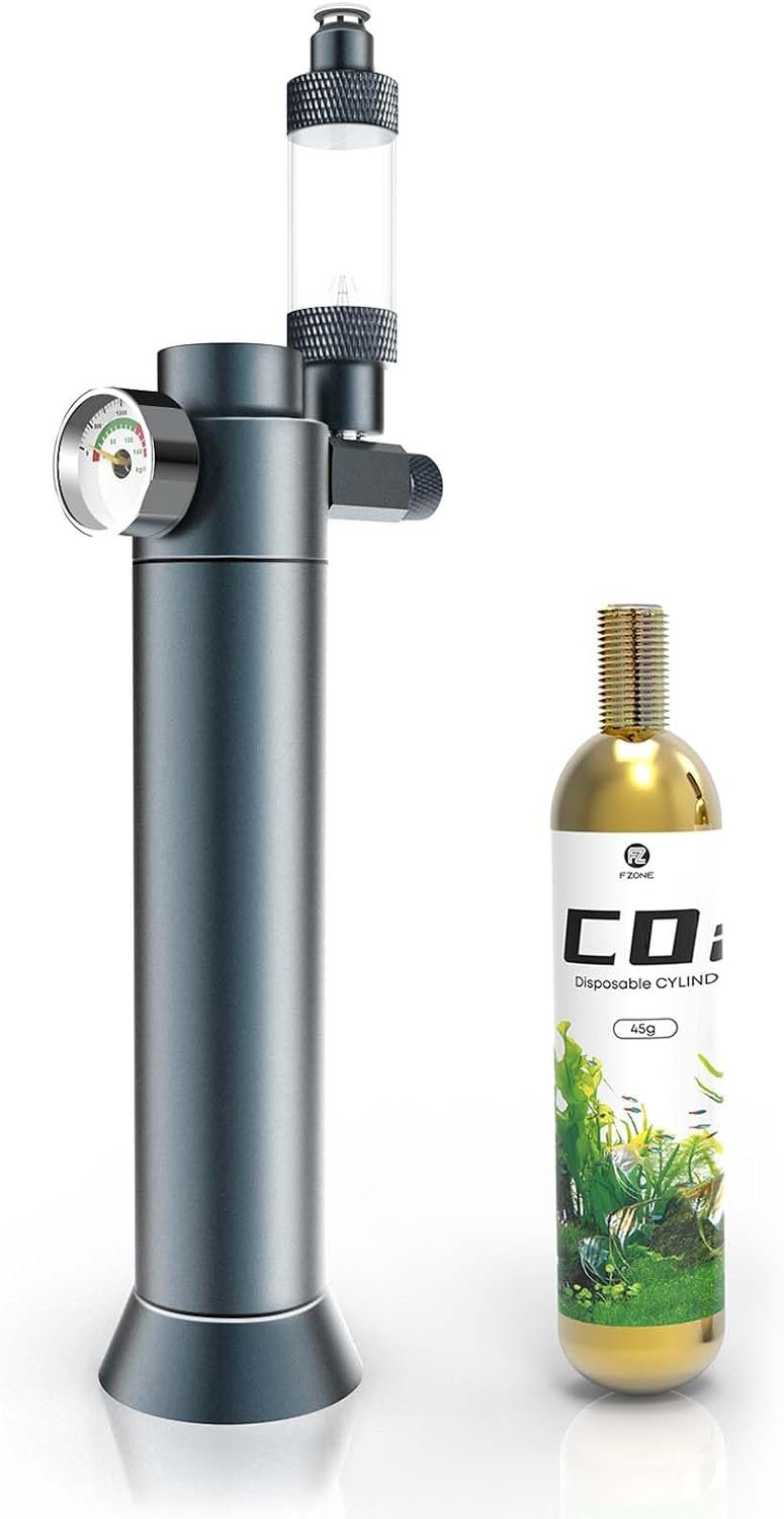 FZONE Desktop Aquarium CO2 System,45g CO2 Cartridge,5/8″ & 3/8″ Compatible
