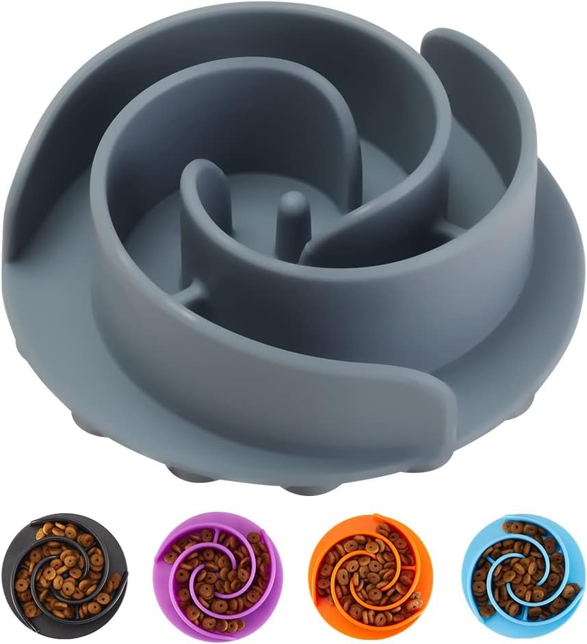 Slow Feeder Dog Bowls Insert, Animire Soft Silicone Slow Eating Dog Food Bowl for Small, Medium and Large Dogs, Compatible with Regular and Elevated Bowls