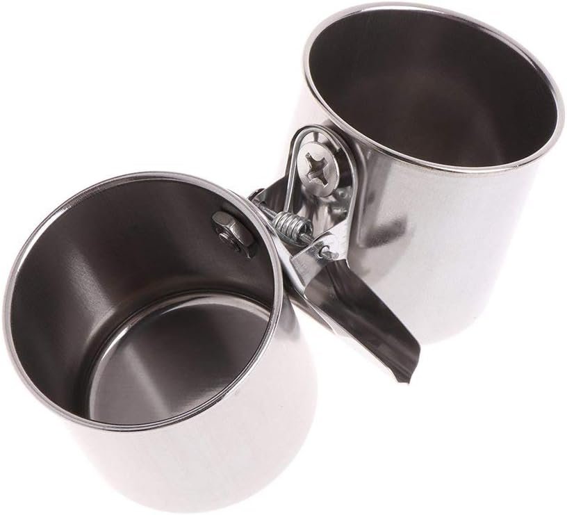 Hypeety Bird Feeding Double Cups Stainless Steel Food Water Bowls with Clip