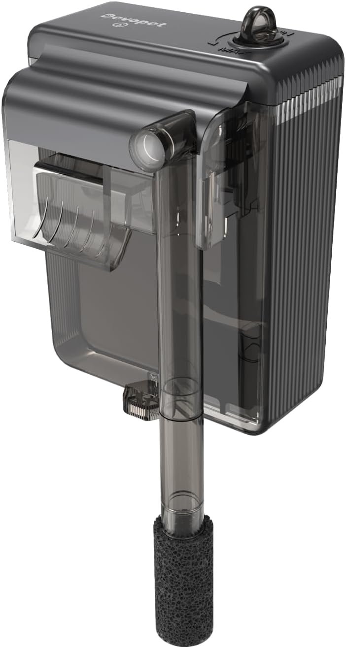 HOB Aquarium Filter, Small Fish Tank Filter for Up to 5 Gallon Tanks, Adjustable Flow, Quiet Operation