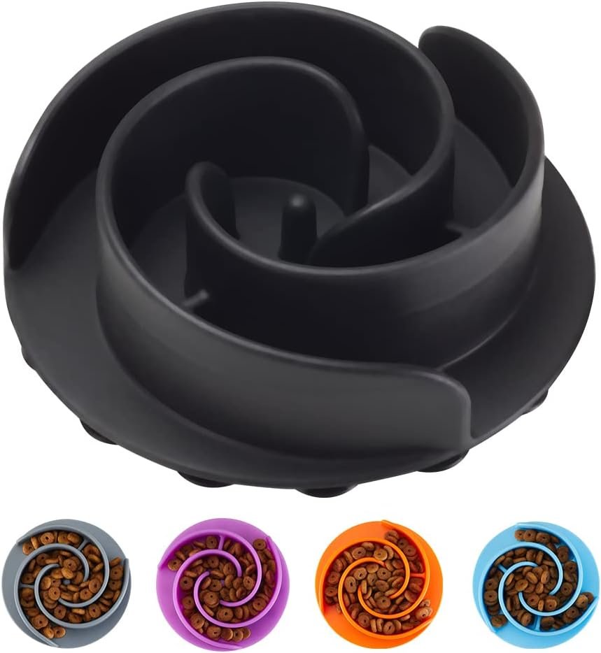 Slow Feeder Dog Bowls Insert, Animire Soft Silicone Slow Eating Dog Food Bowl for Small, Medium and Large Dogs, Compatible with Regular and Elevated Bowls