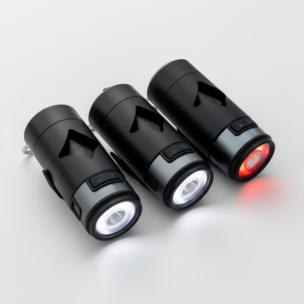 Lumi Waste Bag Holder with LED Flashlight and Carabiner Clip Black