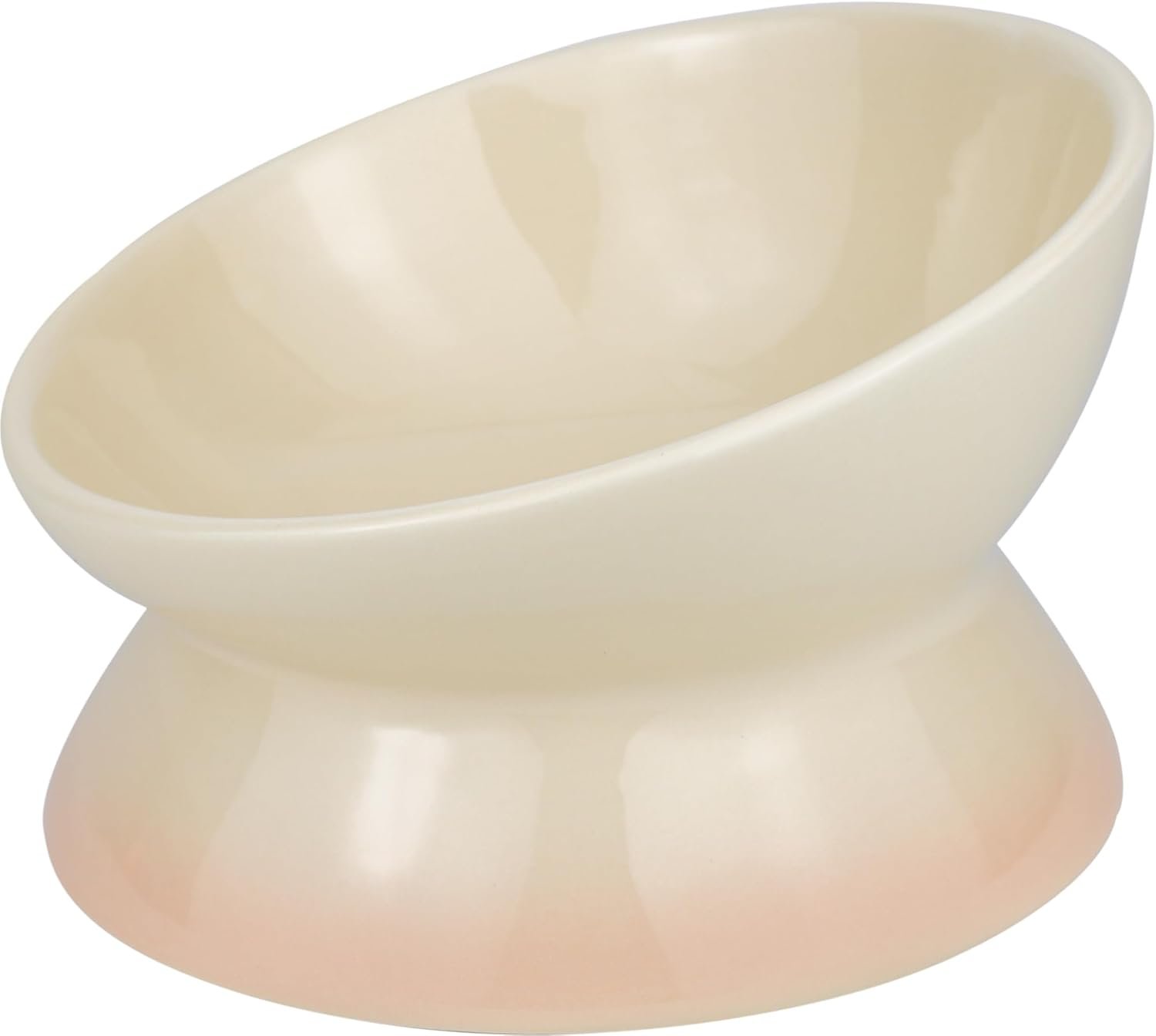 Cat Bowl Elevated Whisker Friendly Cat Bowls Cute Ceramic Tilted Food Bowls for Indoor Cats 6.1 Inch Wide 15° Raised Kitten Supplies Dishwasher and Microwave Safe Yellow Cats Water Bowl