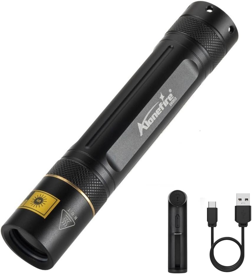 ALONEFIRE SV003 10W 365nm UV Flashlight Black Light for Pet Urine Detection