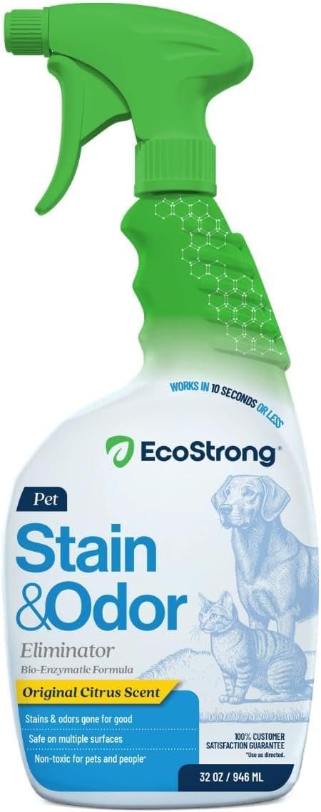 Eco Strong Pet Stain and Odor Remover – Cat Urine Enzyme Cleaner Destroyer, Urine Destroyer for Dogs, Pet Urine Enzyme Cleaner – 32 OZ