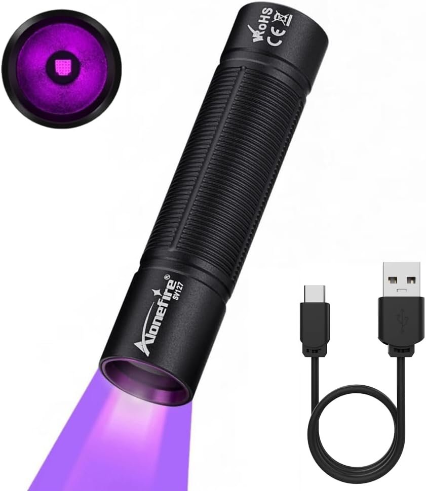 ALONEFIRE SV127 Mini 365nm UV Flashlight USB-C Rechargeable Blacklight