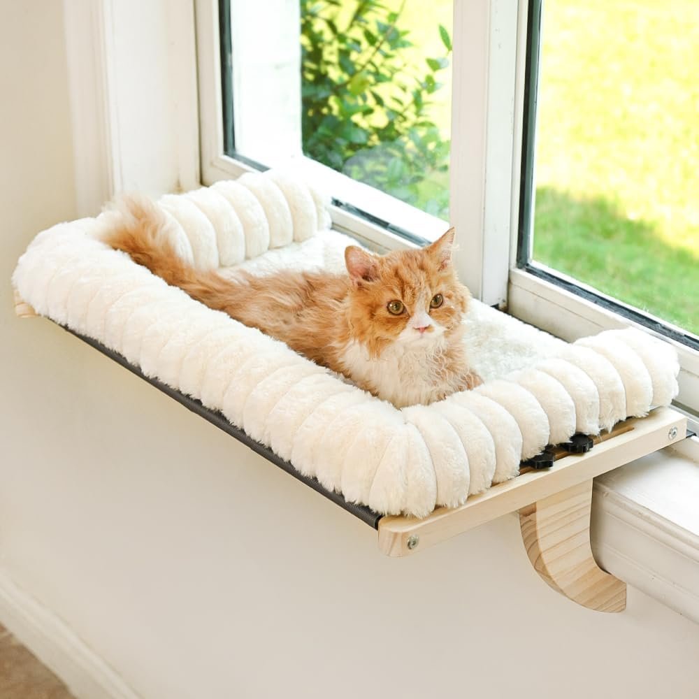 Cloud-Soft Cat Window Sill Perch, Zipper Design Cushion Pet Bed,XL