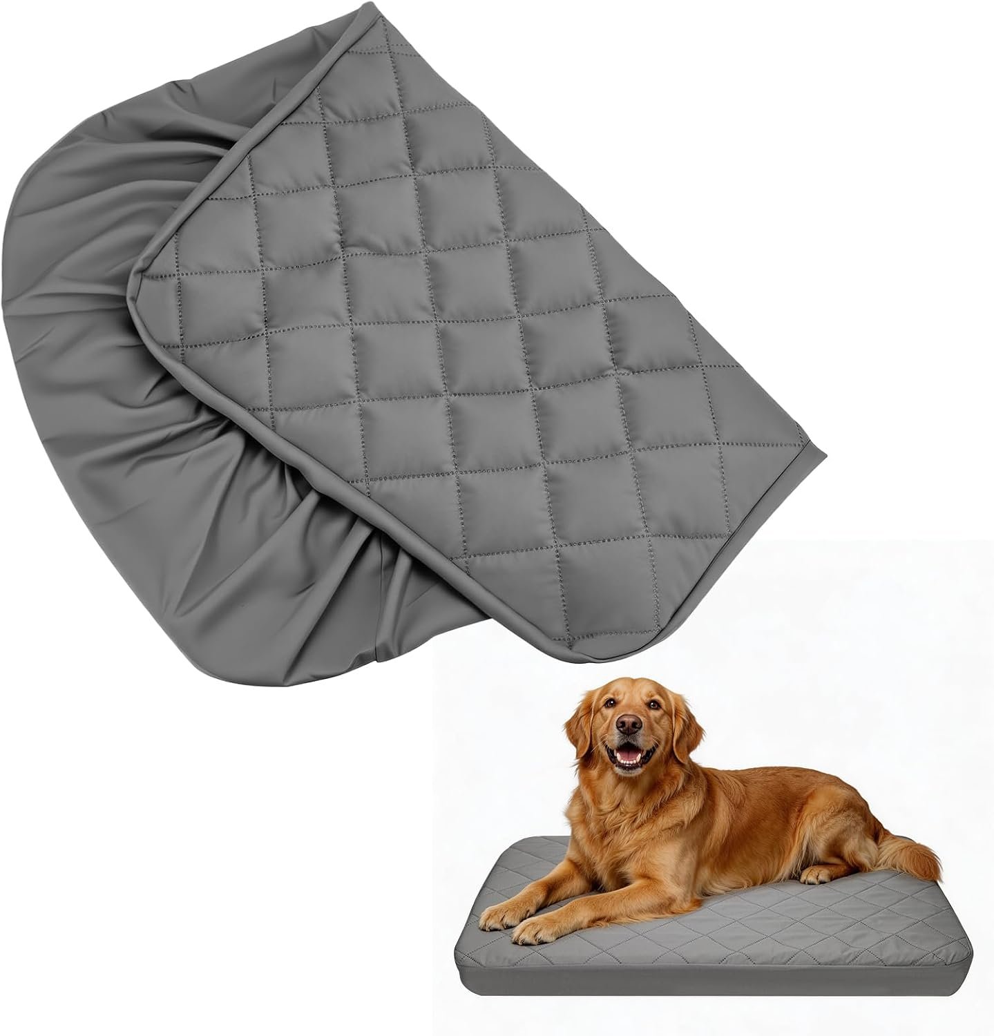 Waterproof Dog Bed Cover Replacement – XL (44″x35″), Grey