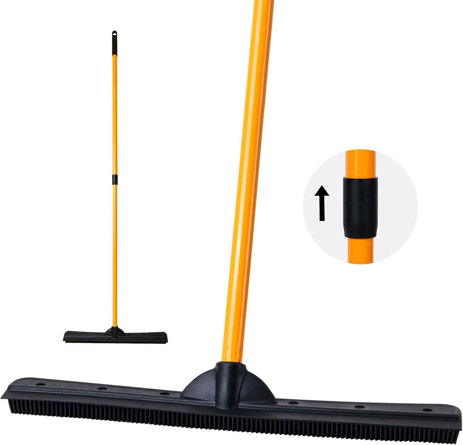 FURemover Pet Hair Removal Rubber Broom, Heavy Duty Cleaning 18″ Broom Head
