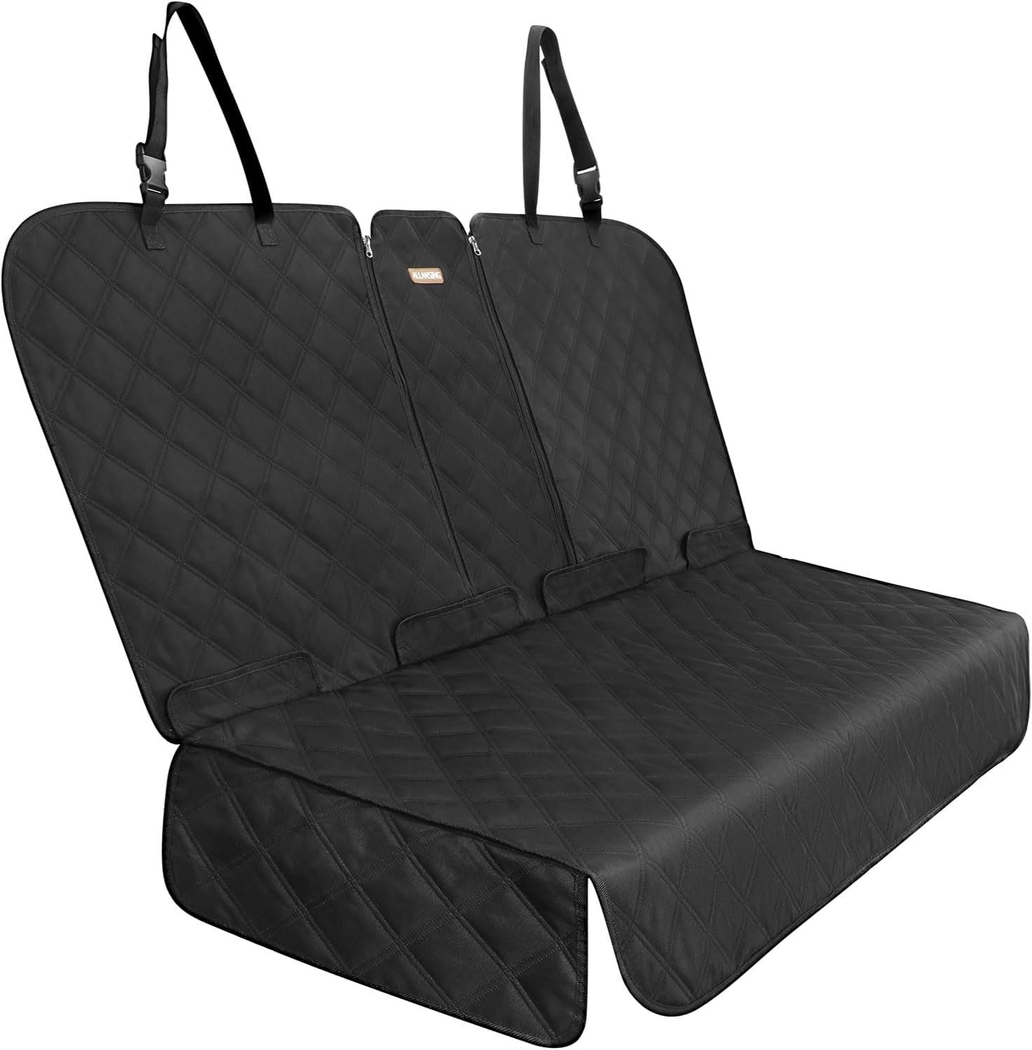 ALLANSING Back Seat Cover for Large SUVs Rear Split Bench – Heavy-Duty 900D Waterproof Non-Slip Car Seat Protector for Messy Kids & Drooling Dogs, Easy Clean(Black)
