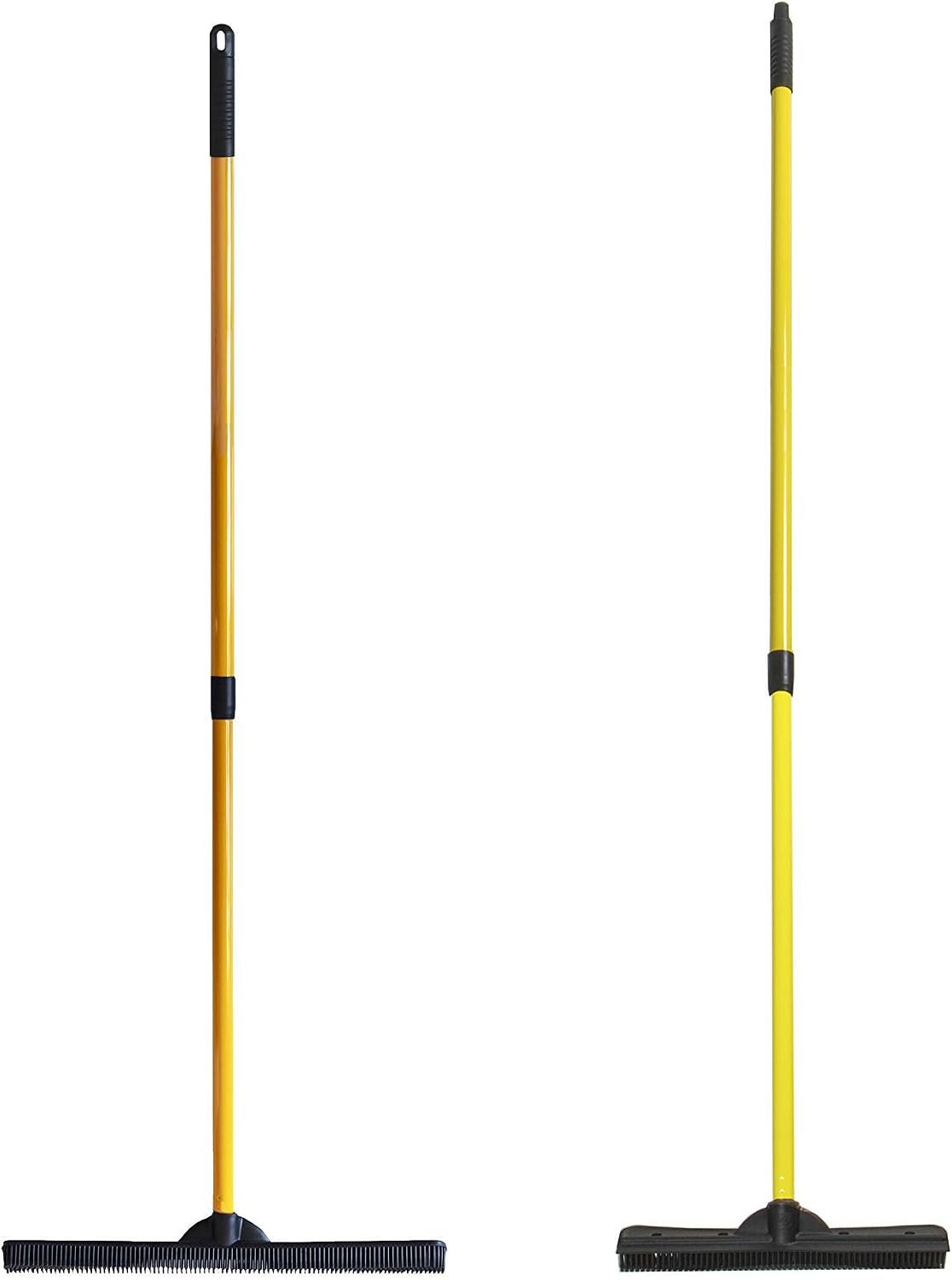 FURemover Pet Hair Removal Rubber Broom, 60″ Handle, 2-Piece Set