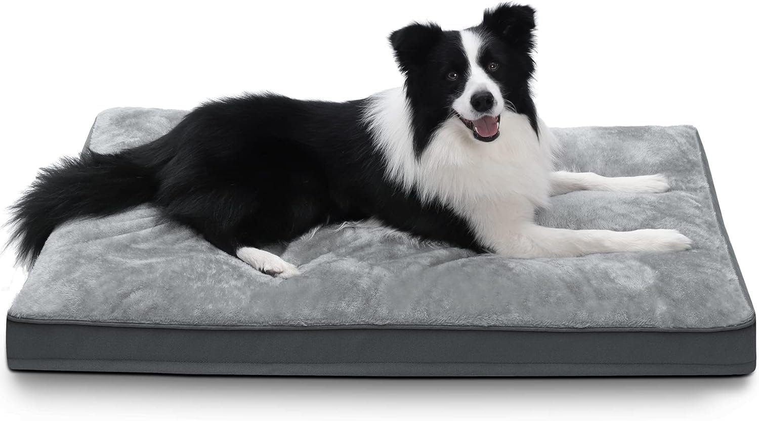 NUPIDA Large Plush Dog Bed for Crate with Washable Cover, 35×22, Grey