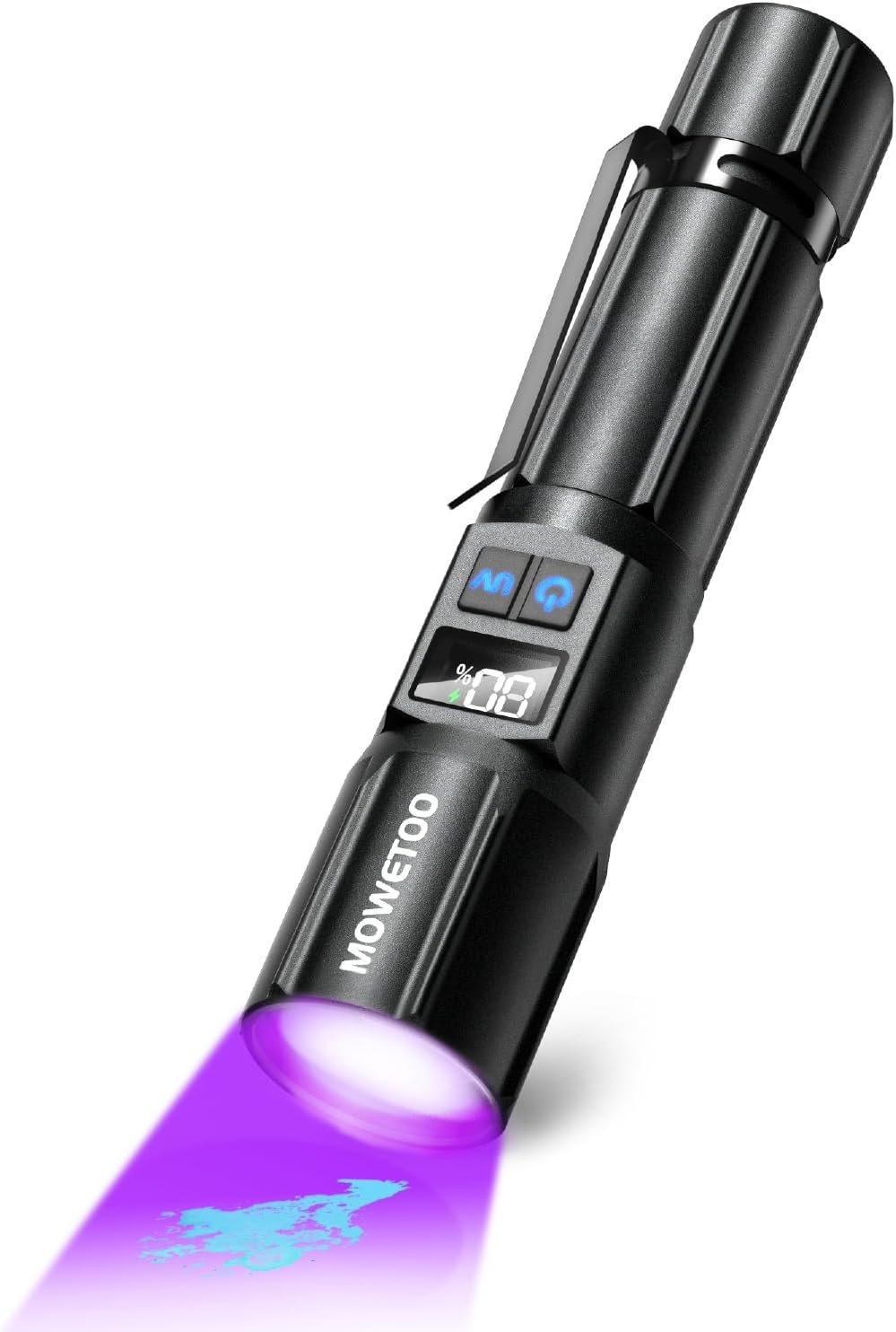 MOWETOO Black Light Flashlight,2N1 UV＆White Light with LCD Display