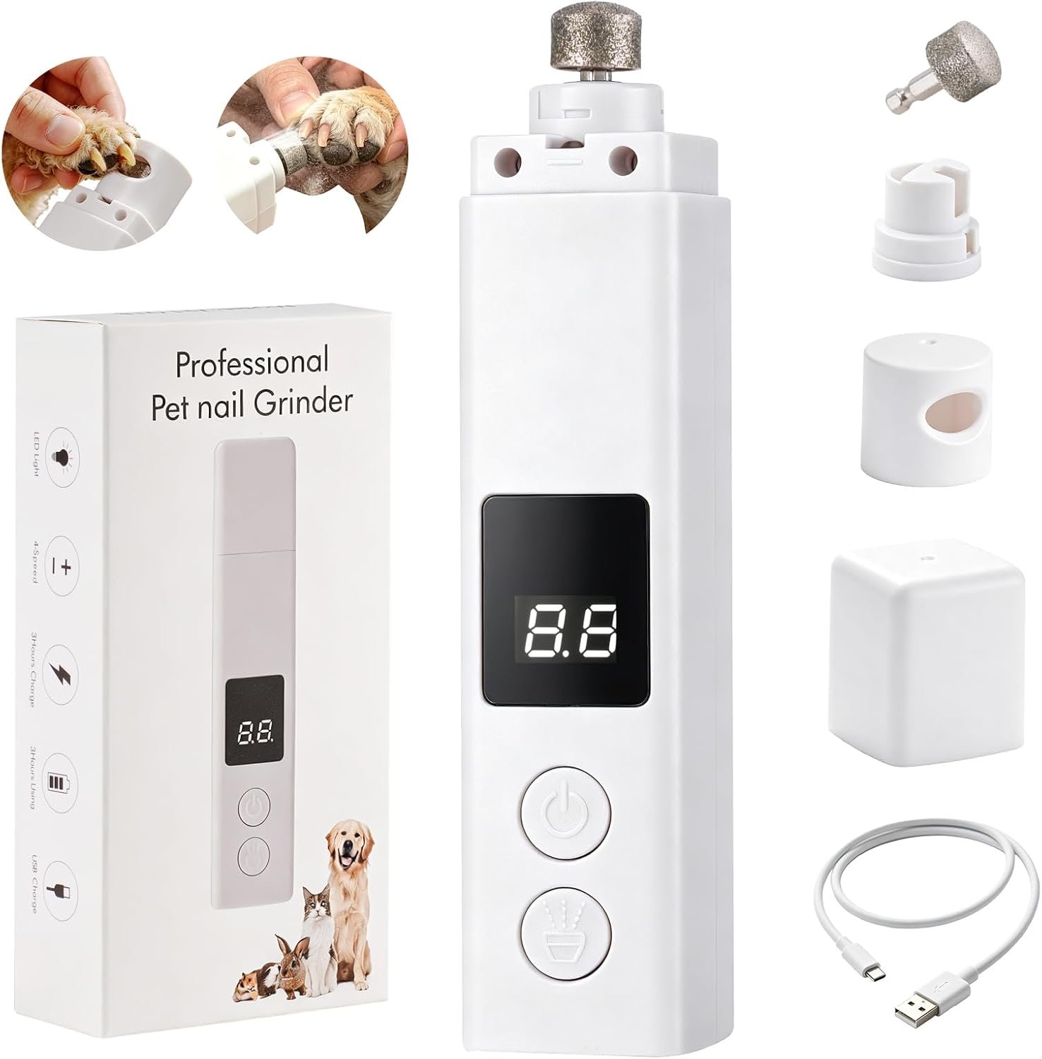 Quiet Dog Nail Grinder with Guard for Dogs Cats