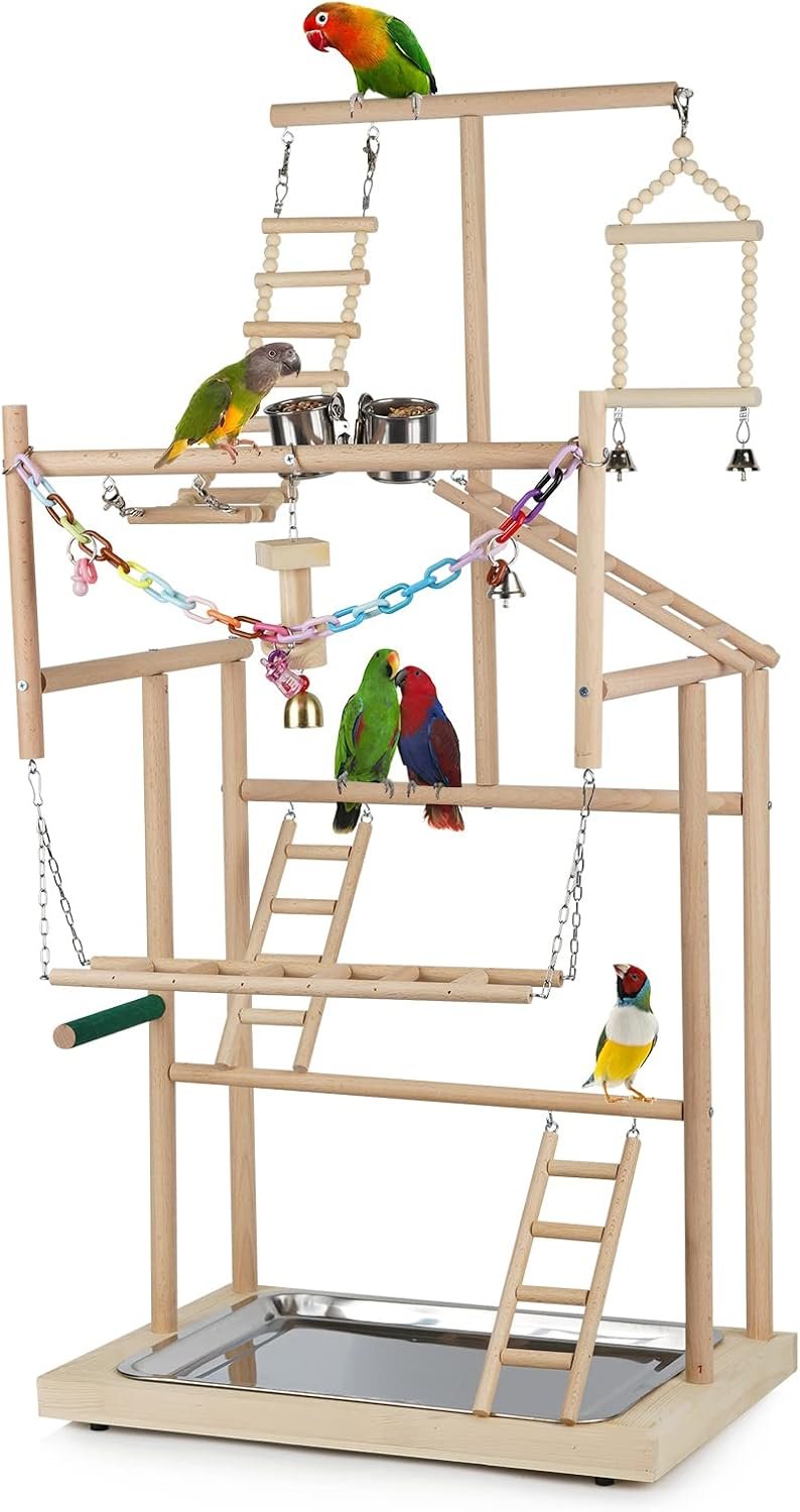 4 Layers Wood Pet Parrot Playstand