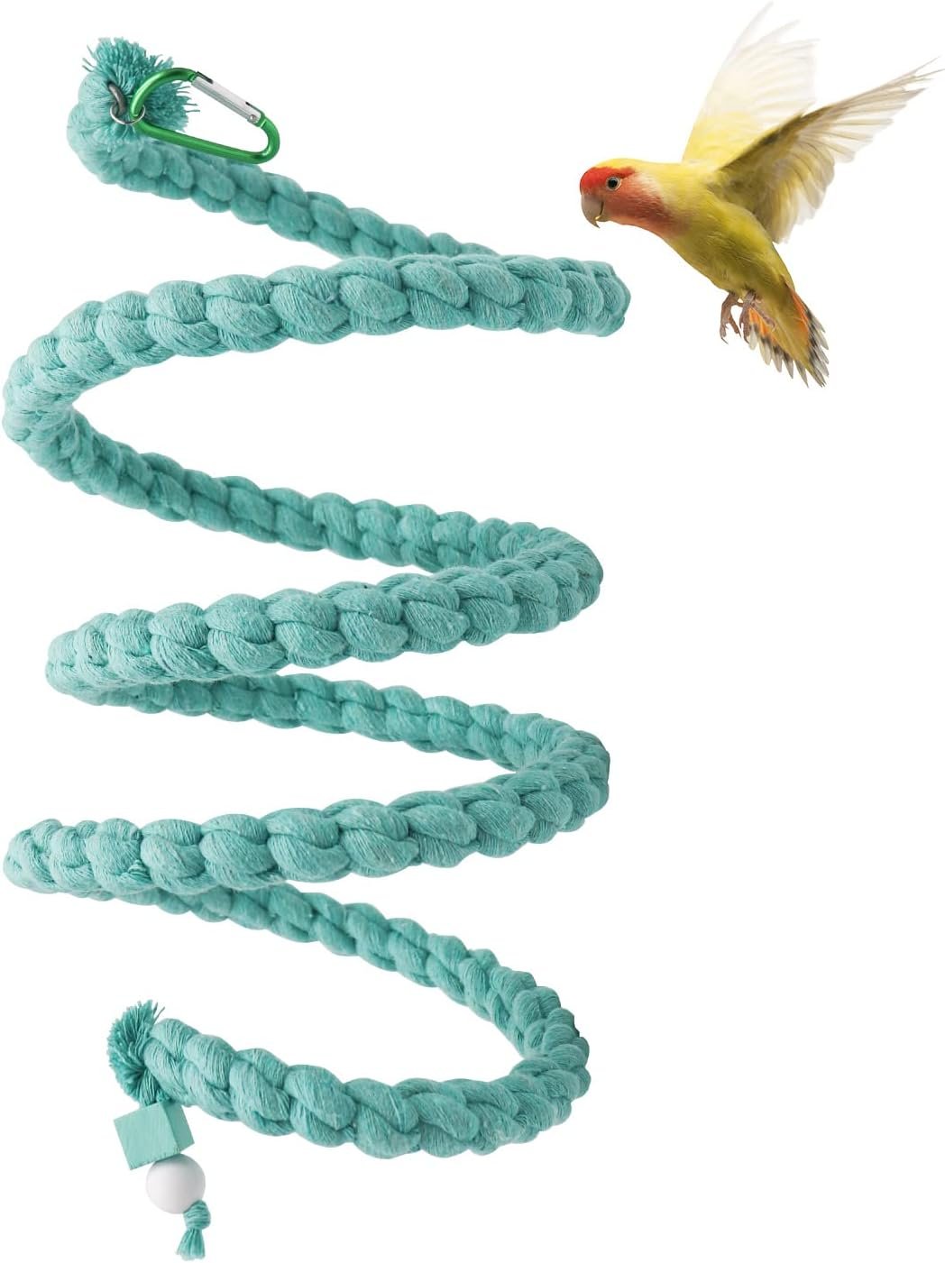Dnoifne 59 Inch Spiral Rope Perch, Bird Cage Stand Pole Accessory, Climbing Toy for Parrot, Parakeet, Budgie, Lovebird, Cockatiel (59″/1.5 M)