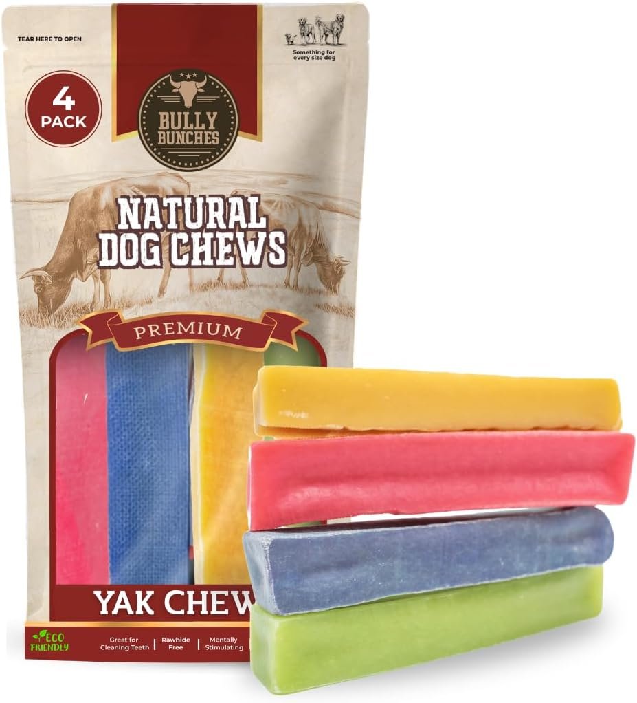 Bully Bunches Premium Fruit-Flavored Himalayan Yak Chew for Dogs – 100g, All-Natural, Long-Lasting, Authentic Yak Milk, Healthy Dental Chew, High-Protein (Medium Assorted – 4PK, Assorted)