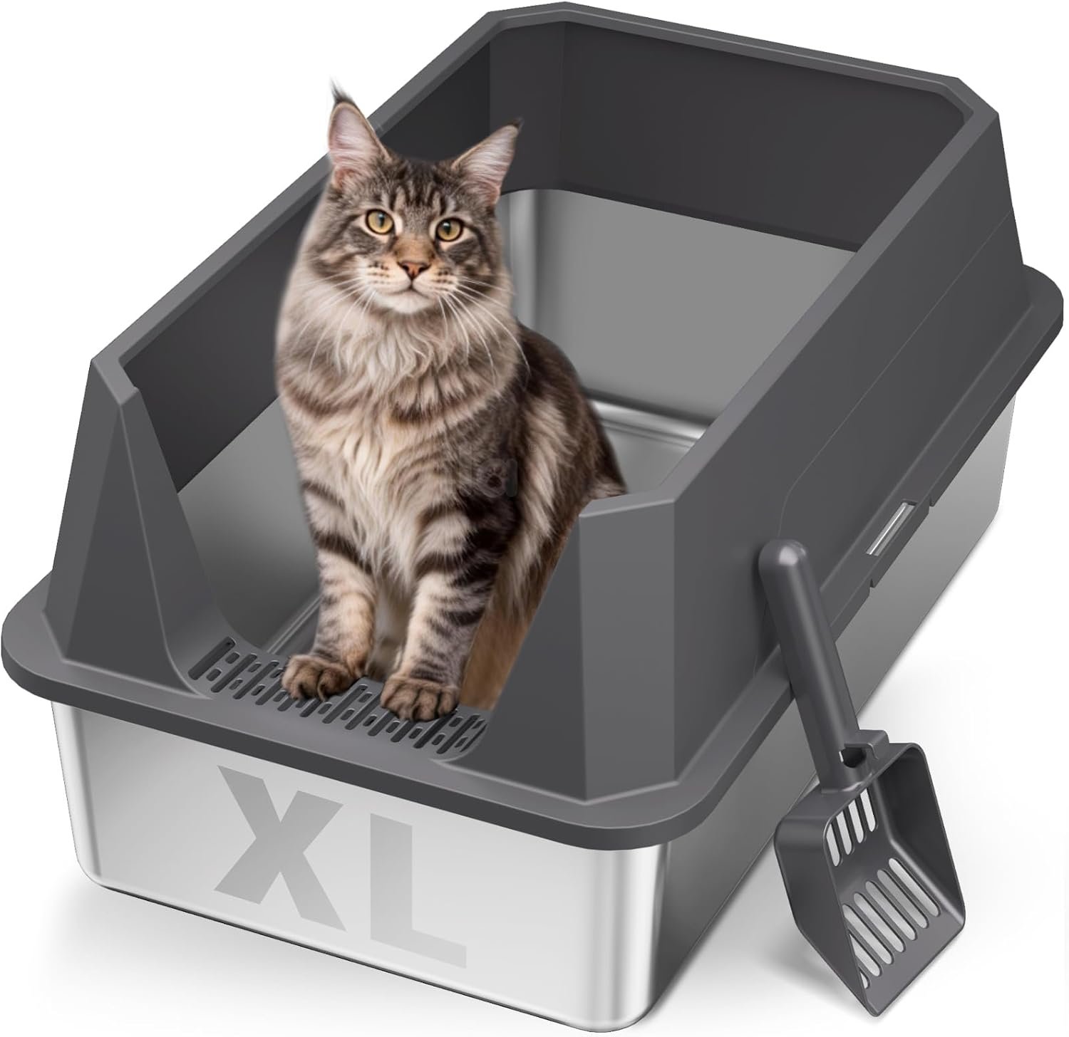 Stainless Steel Litter Box with High Sides, XL