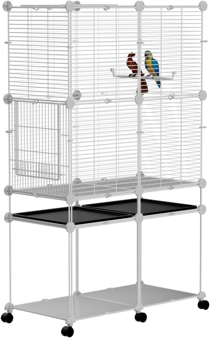 STILLCOVE Large Flight Bird Cage: Wide Birdcage with Storage Shelf & Perch