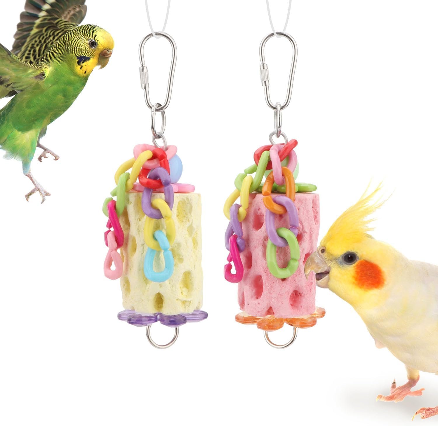 Wontee Bird Calcium Chew Grinding Treats Toy for Parrots (Small-5.5″)