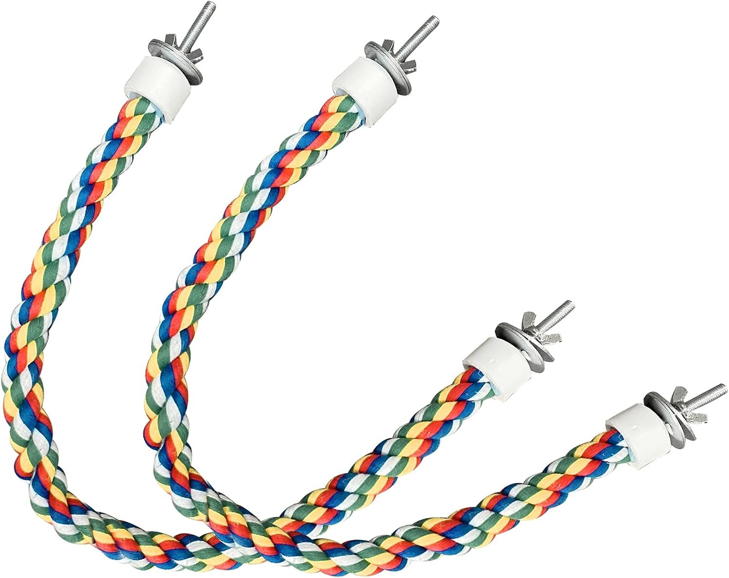 2PCS Bird Rope Perches Colorful Parrot Toys Cotton Rope Bungee